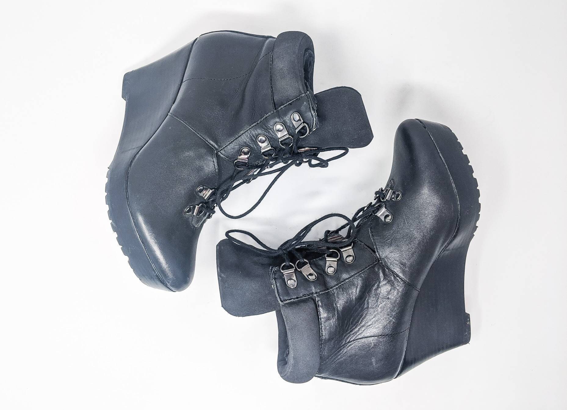 black platform shoes with laces