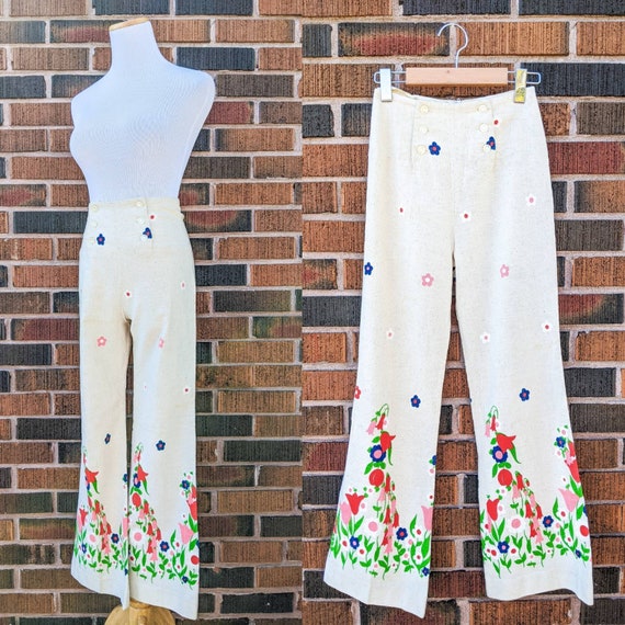 FREE SHIPPING - Vintage 1960's Beige Canvas Trouse