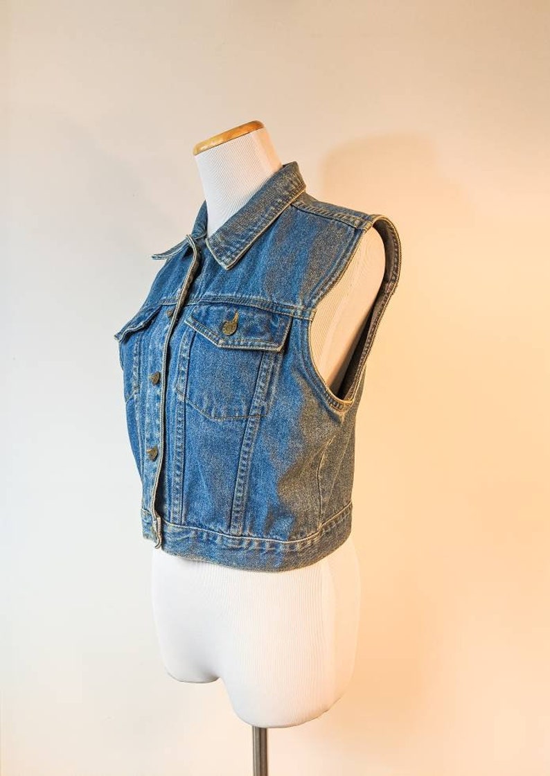 Vintage 1990/'s Dixie Blues Blue Denim Waistcoat Size S