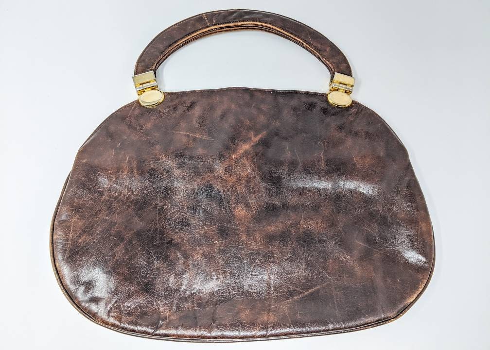 FREE SHIPPING - Vintage 1970&#39;s Mod Groovy Leather Handbag | Master Craft Leather Purse Made in ...