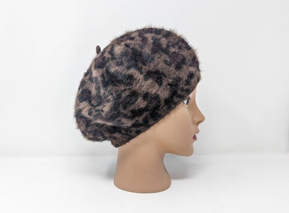 Vintage 1990's Brown, Animal Print Beret