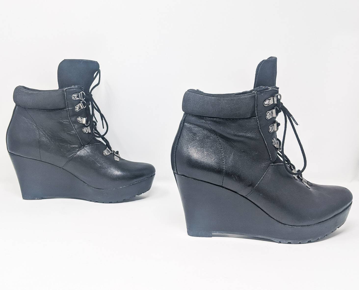 black platform shoes with laces