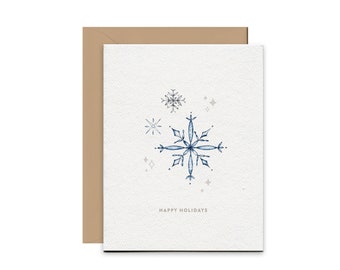 Happy Holidays Snowflake Card | Christmas Card | Holiday Card | Elegant Snow | Frozen | Snow Flakes | Let it Snow | Winter Holidays