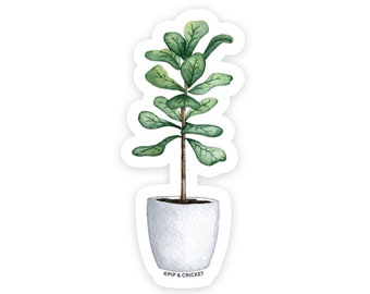 Houseplant Stickers | Plant sticker | Waterproof sticker | Fiddleleaf Fig watercolor sticker | Water bottle sticker | Bullet Journal Sticker