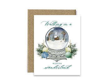 Snow Globe Christmas Card / Holiday Card  - Walking in a winter wonderland (Blank Inside) / Christmas Gift / Christmas music / present