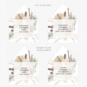 Boho Neutral Dried Flowers Envelope Liners Envelope Liner DIGITAL Template Wedding Invitation Digital Download DIY Envelope Liner image 2