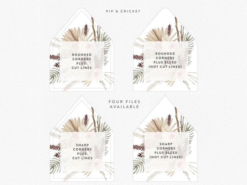 Boho Neutral Dried Flowers Envelope Liners Envelope Liner DIGITAL Template Wedding Invitation Digital Download DIY Envelope Liner image 2