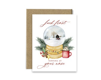 Snow Globe Christmas Card / Holiday Card  - Jack Frost nipping at your nose (Blank Inside) / Christmas Gift / Christmas music / present