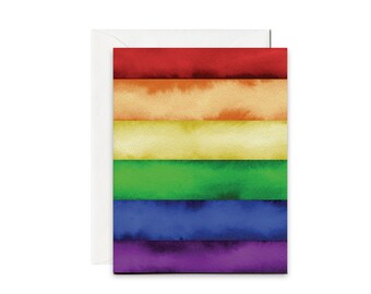 Watercolor Rainbow Flag Pride Greeting Card | Pride Card | Ally Card | LGBTQ+ | Coming Out | Gay Lesbian Bi Queer | Love is Love