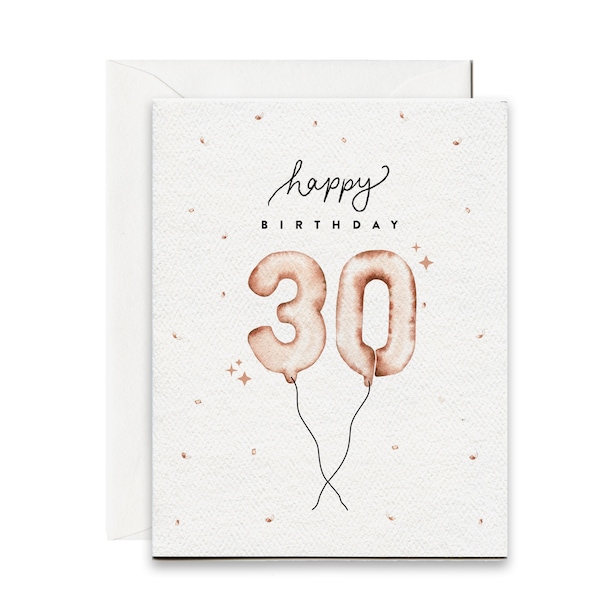 Happy Birthday Rose Gold Balloon Greeting Card | 30th Birthday Card | Happy 30th Birthday | bday card | Party