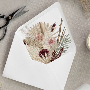 Boho Neutral Dried Flowers Envelope Liners Envelope Liner DIGITAL Template Wedding Invitation Digital Download DIY Envelope Liner image 1