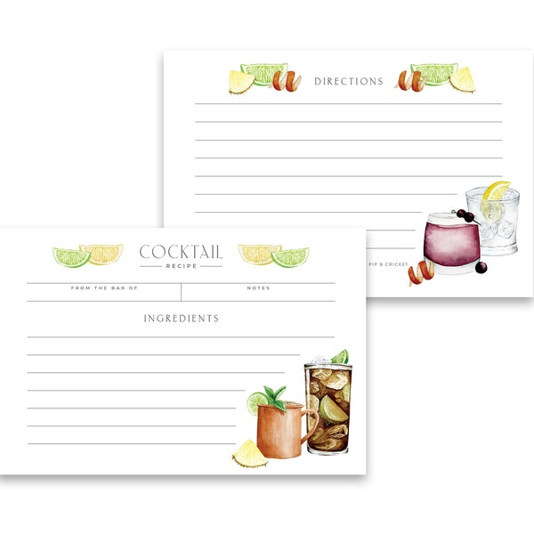 Shop Drink Recipe Cards Etsy
