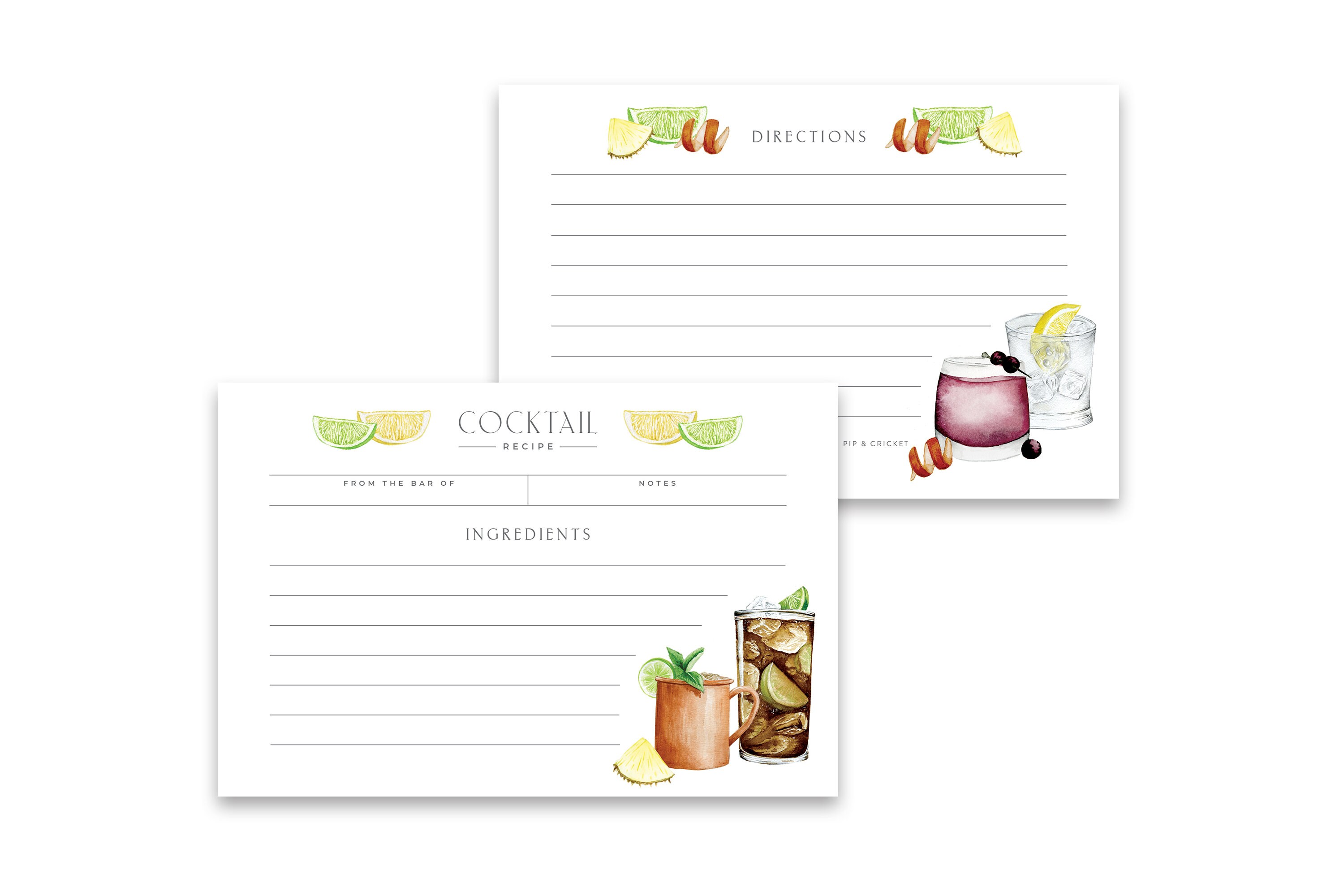 Cocktail Drink Recipe Cards for Recipe Box / Alcohol mixers Etsy