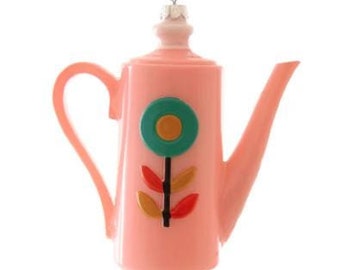 Vintage Coffee Pot Glass Ornament Cody Foster Pink