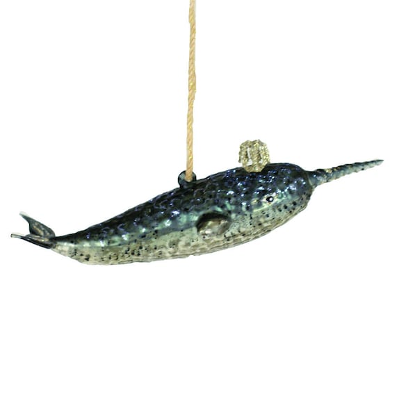 Narwhal Glass Ornament Cody Foster Fabulous gift Holidays White elephant animal lover Sea Unicorn