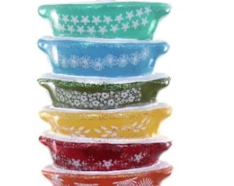 Stacked Rainbow Mixing Bowls Cody Foster Glass Ornament Vintage Pyrex look
