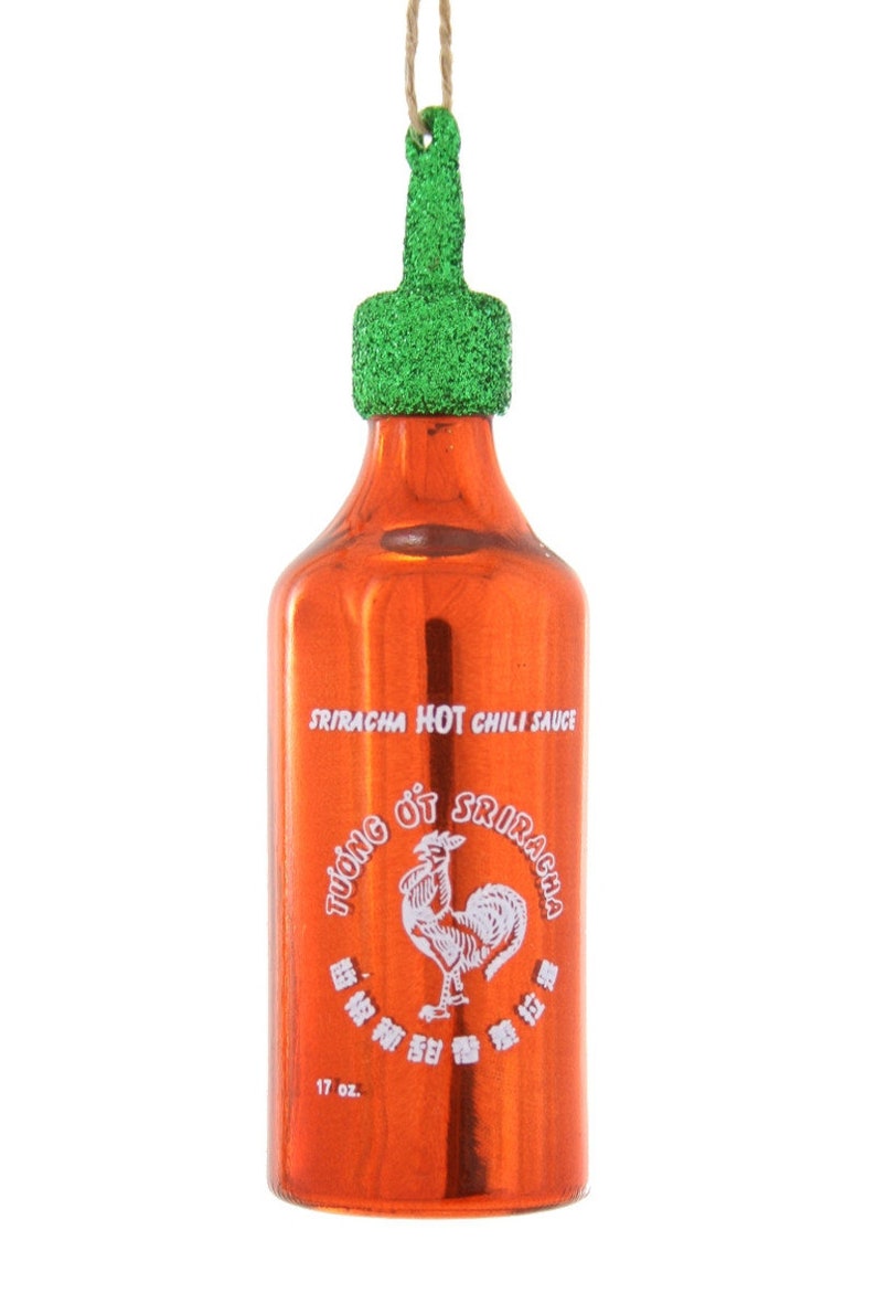 Sriracha Sauce Bottle Glass Ornament