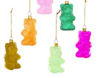 Large Glass Gummy Bear Ornaments assorted colors Cody Foster