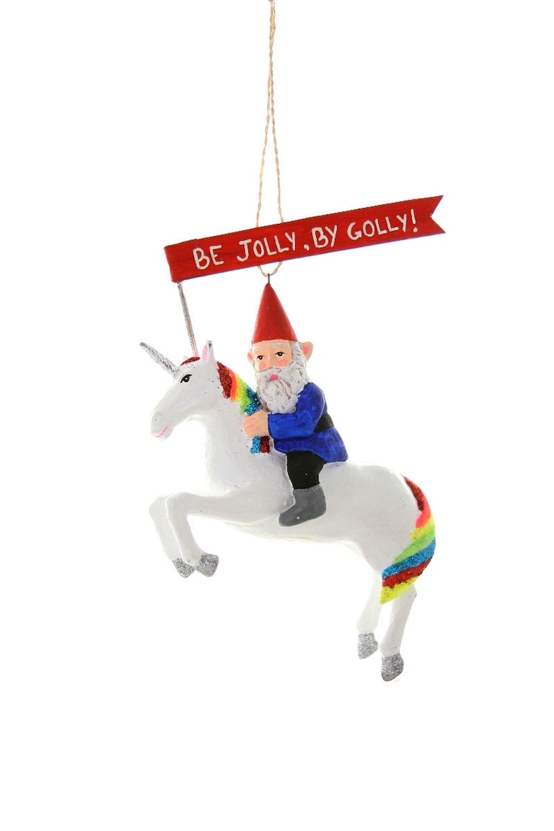 Cody Foster Gnome on Unicorn Ornament