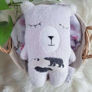Purple Bear Stuffed Animal Plushie, Handmade Pastel Bear Plush, Pastel Purple Teddy Bear Plush, Teddy Bear for Kids, Woodland Nursery Toy