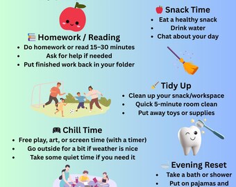 After-school Routine Checklist for Kids | Visual Schedule Chart | ADHD ...