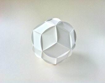 SVG: Rhombic Triacontahedron, spherical paper sculpture, complex paper art project, 3D cutting file