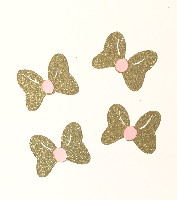 pink and gold inspired minnie mouse bows paper cut outs etsy minnie mouse bow cut out