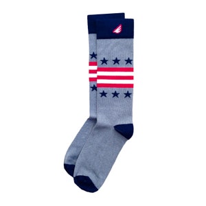 American Flag / USA Stars & Stripes Men&#39;s Socks: Dress / Casual - Grey, Navy, Red, White &quot;Statesman&quot; Christmas Holiday Gift Stocking Stuffer