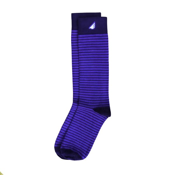 Royal & Navy Unique Stripe Men's Dress / Casual Socks - Fun Crazy Colorful - "Underdog" Christmas Holiday Gift Stocking Stuffer