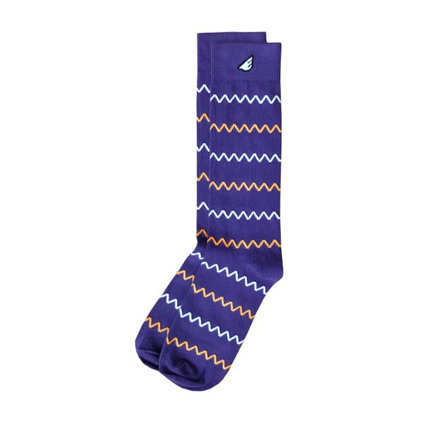 Unique Chevron Men's & Women's Dress / Socks- Purple, Gold Yellow + White, Fun Colorful- "Charlie" Christmas Holiday Gift Stocking Stuffer