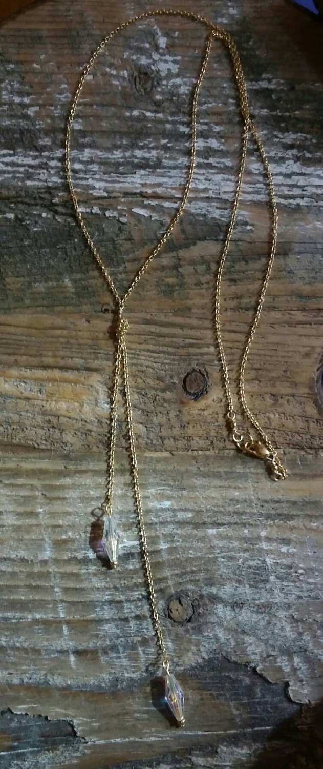 Knotted Y necklace Long simple Y necklace Simple chain Knot Etsy