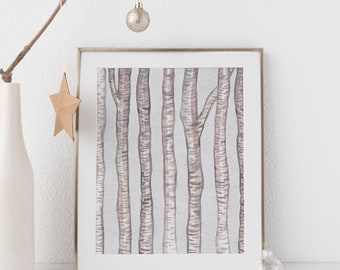 Birch tree art | Etsy