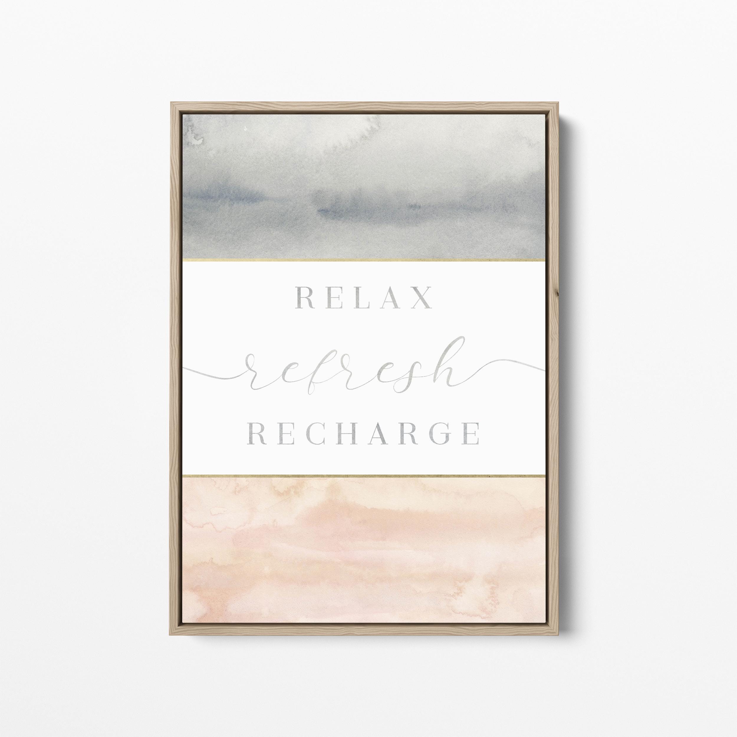 Spa Bathroom Wall Art | Blush Pink, Peach, and Gray Quote Decor for ...