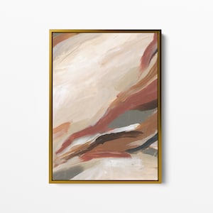 Opera d&#39;arte moderna / Toni caldi in terracotta color crema e ruggine, dipinto astratto per decorazioni murali / &quot;Discesa autunnale&quot; - Stampa artistica o tela