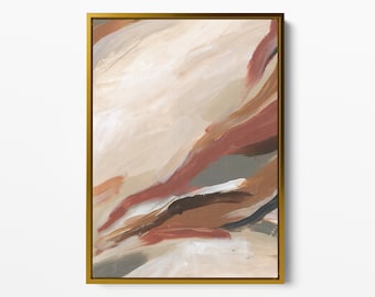 Modern Artwork | Warm Tones in Cream & Rust Terracotta Abstract Painting for Statement Wall Art | "Autumnal Descent" – Art Print or Canvas