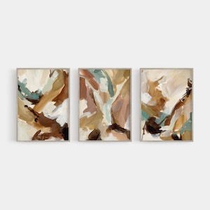 Abstract Print Set | Terracotta & Dusty Rose Autumn Contemporary Triptych | &quot;Abstracts of the Earth&quot; – Set of 3 – Art Prints or Canvases