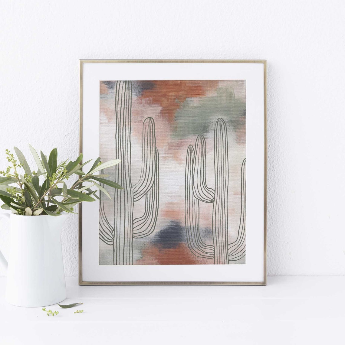 Cactus Print | Saguaro Artwork for Modern Desert Abstract Trendy Wall ...