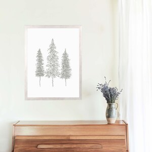 Pine Tree Print Winter Modern Forest Art Fir Tree Mountain Nordic ...