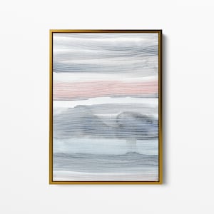 Abstract Beach Art Watercolor Print Gray and Pink Modern Coastal Nursery Decor Girls Teen Decor Art | "Fresh Currents" - Art Print or Canvas