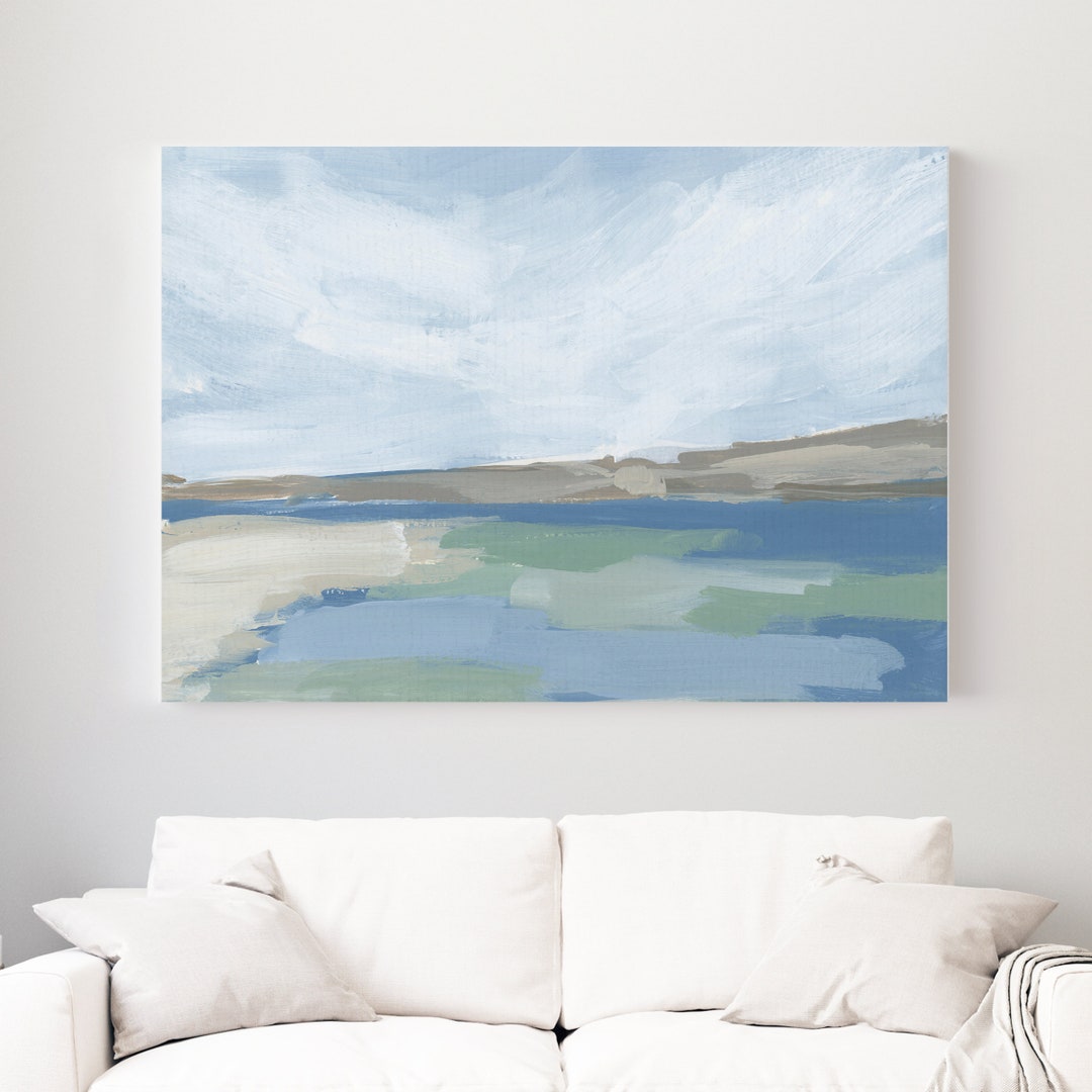 Modern Seascape Painting Blue Beach Artwork Ocean Scene - Etsy