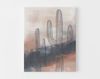Cactus Art Print Desert Inspired Decor South West Saguaro Arizona Home Artwork Painting | "Saguaro Wind" - Art Print or Canvas