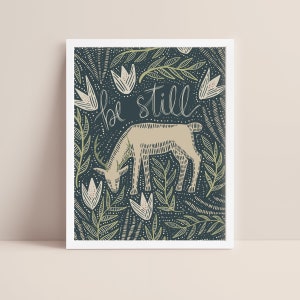 Be Still Whimsical Illustration Deer Decor Modern Scandinavian Nursery Animal Woodland Wall Art | "Be Still Deer" - Art Print or Canvas