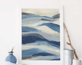 Coastal Wall Art | Underwater Ocean Painting for Maximalist Modern Beach House Decor | "Current Flow, No. 2" - Art Print or Canvas