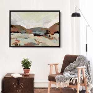 Desert Landscape Painting | Panoramic Modern Southwestern Wall Art for Mantle Decor | "Western Desert Landscape" - Art Print or Canvas