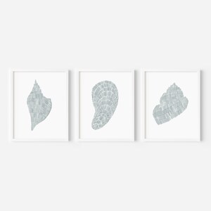 Shell Wall Art | Modern Coastal Decor in Minimalist Beach Triptych ...