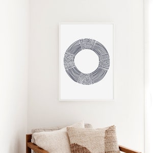 Nautical Art | Modern Minimalist Life Ring for Lake House Decor and Coastal Lakehouse Art | &quot;Life Preserver, No. 1&quot; - Art Print or Canvas