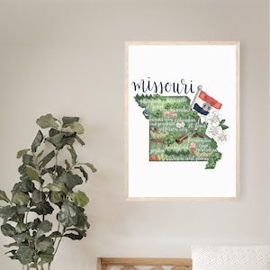 Missouri Map | Home State Mizzou Gift Landmark MO Illustration for Gift ...