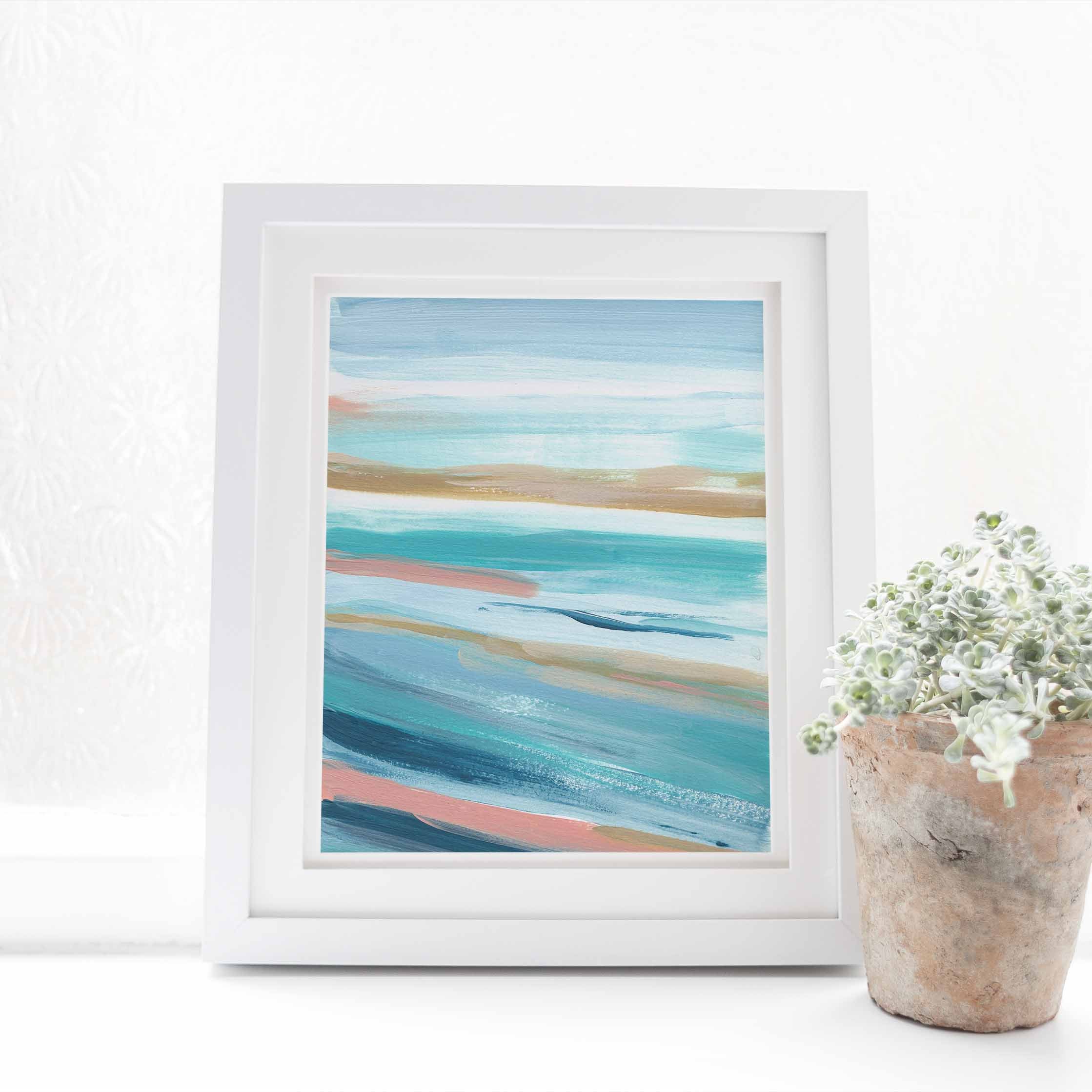 Beach Painting Abstract Seascape Poster Modern Beach Art Ocean Etsy