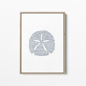 Modern Coastal Decor | Sand Dollar Art Print, Blue and White Minimalist Beach Artwork for Bathroom or Bedroom | "Minimalist Sand Dollar" image 6