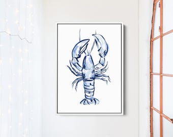Nautical Coastal Illustration | "Nautical Lobster Sketch" – Print or Canvas